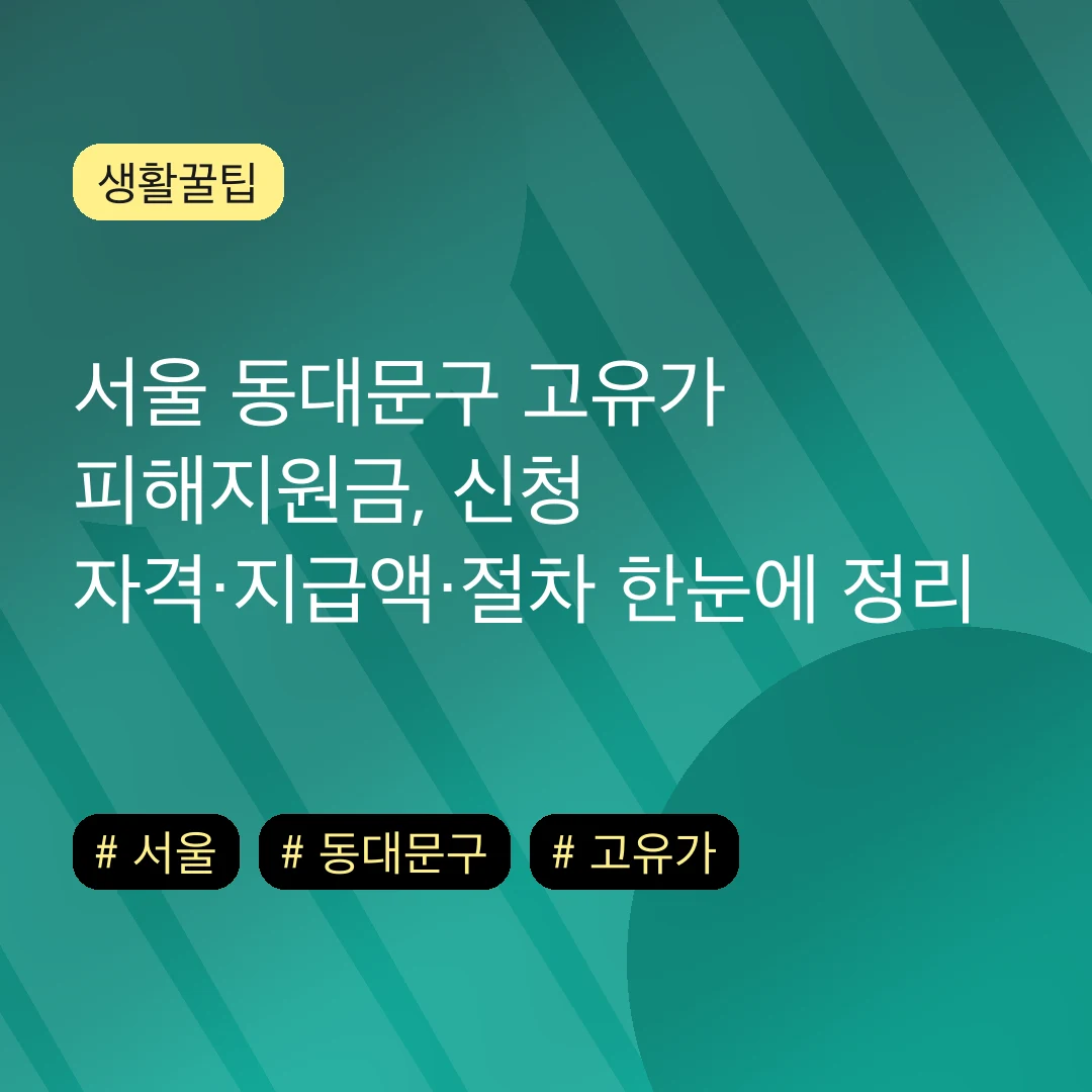 서울 동대문구 고유가 피해지원금, 신청 자격·지급액·절차 한눈에 정리